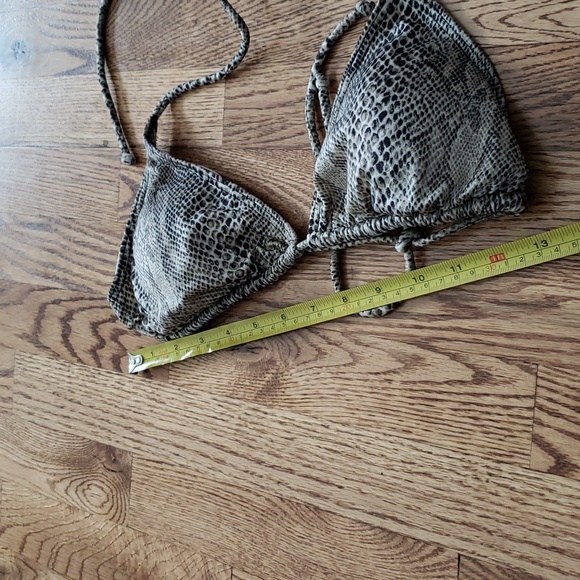 (L) Aqua Rose Reptile Print Triangle Bikini Top Swimwear Beach Vacation Pool - Picture 2 of 7